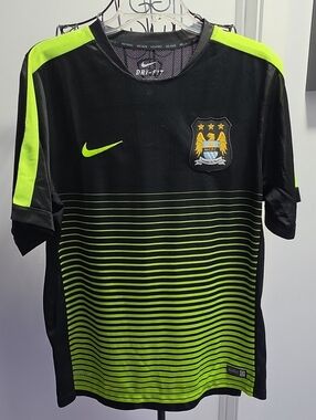 Nike Men’s Black and Neon Green Soccer Jersey